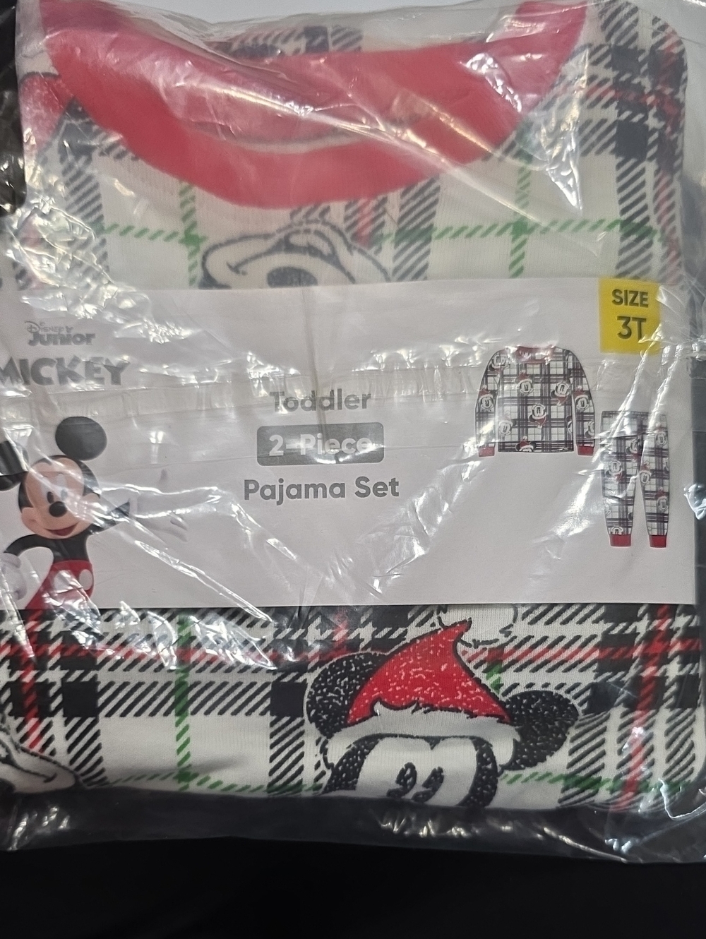 Disney Mickey Mouse Red Plaid Toddler Pajama Set